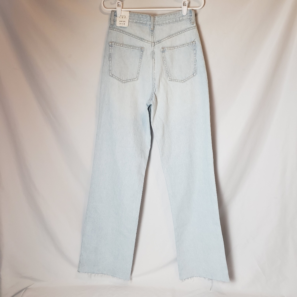 Zara Blogger Wide Legs Ripped Distressed High Rise Jeans - Picture 3 of 12